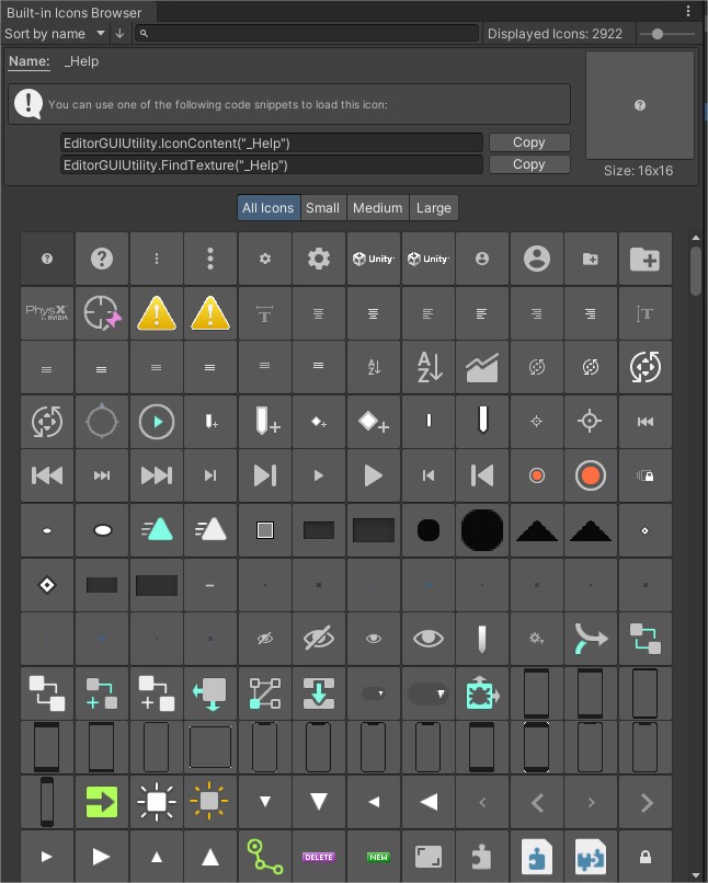 Enhanced Editor Build-in Icons Browser